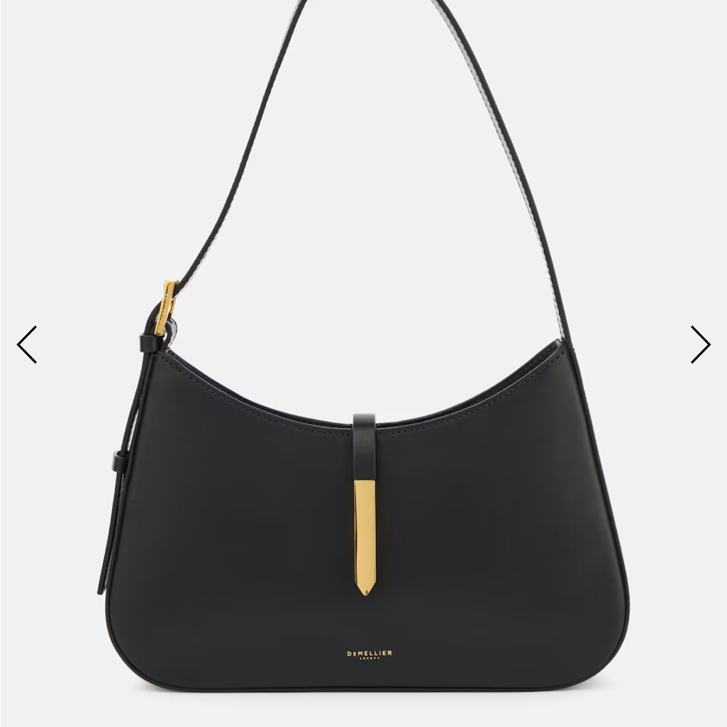 Demellier Tokyo Black Leather Shoulder Bag With Gold Accent